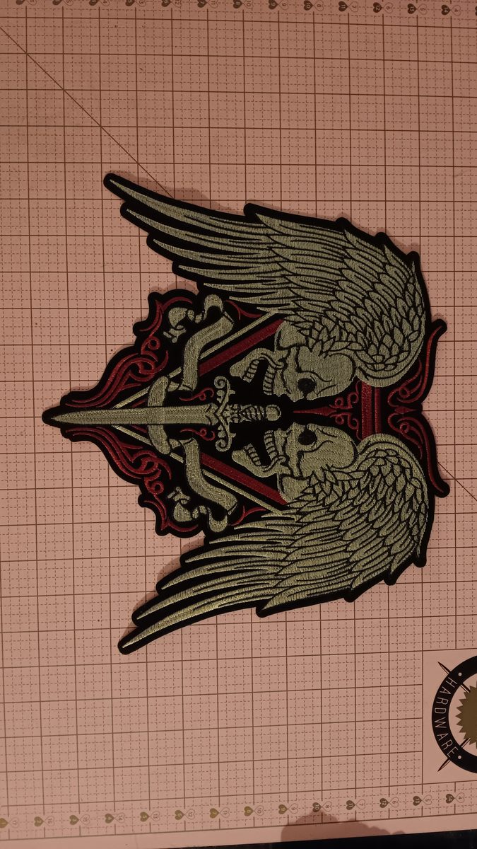 Winged skulls with sword patch