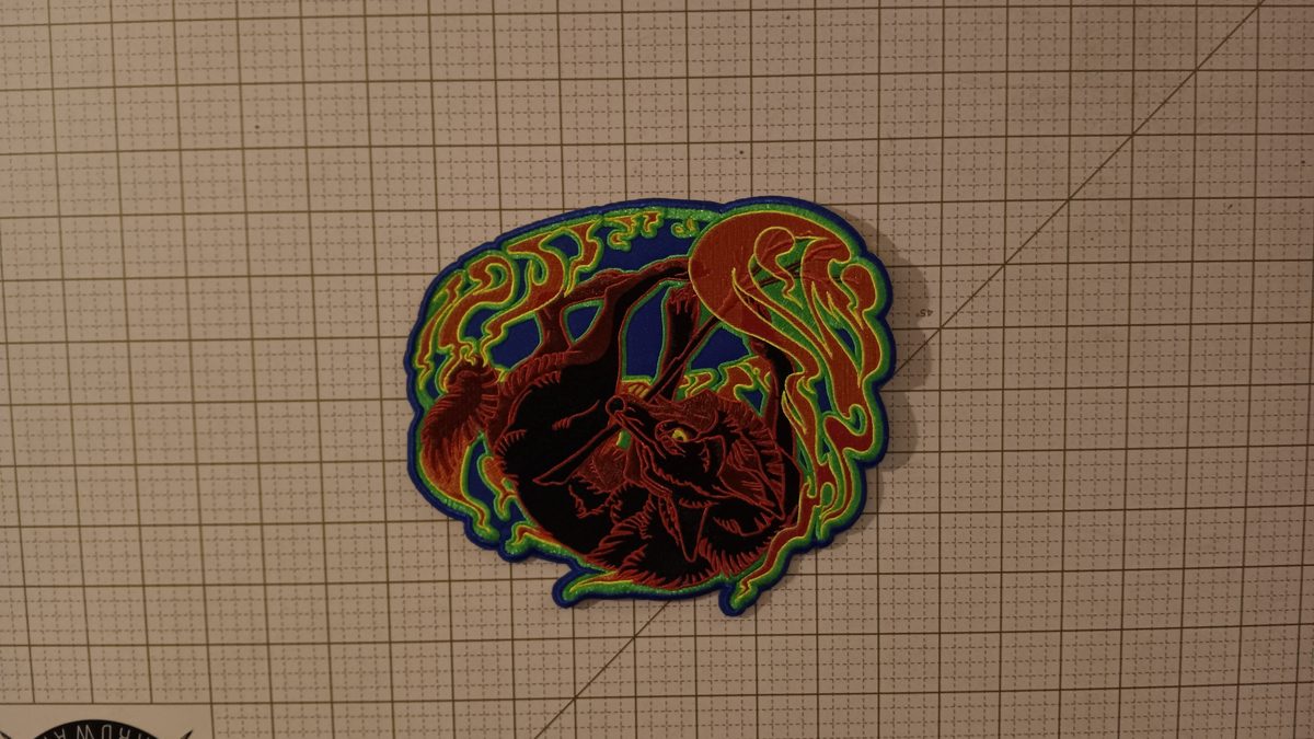 Psychedelic bat demon patch