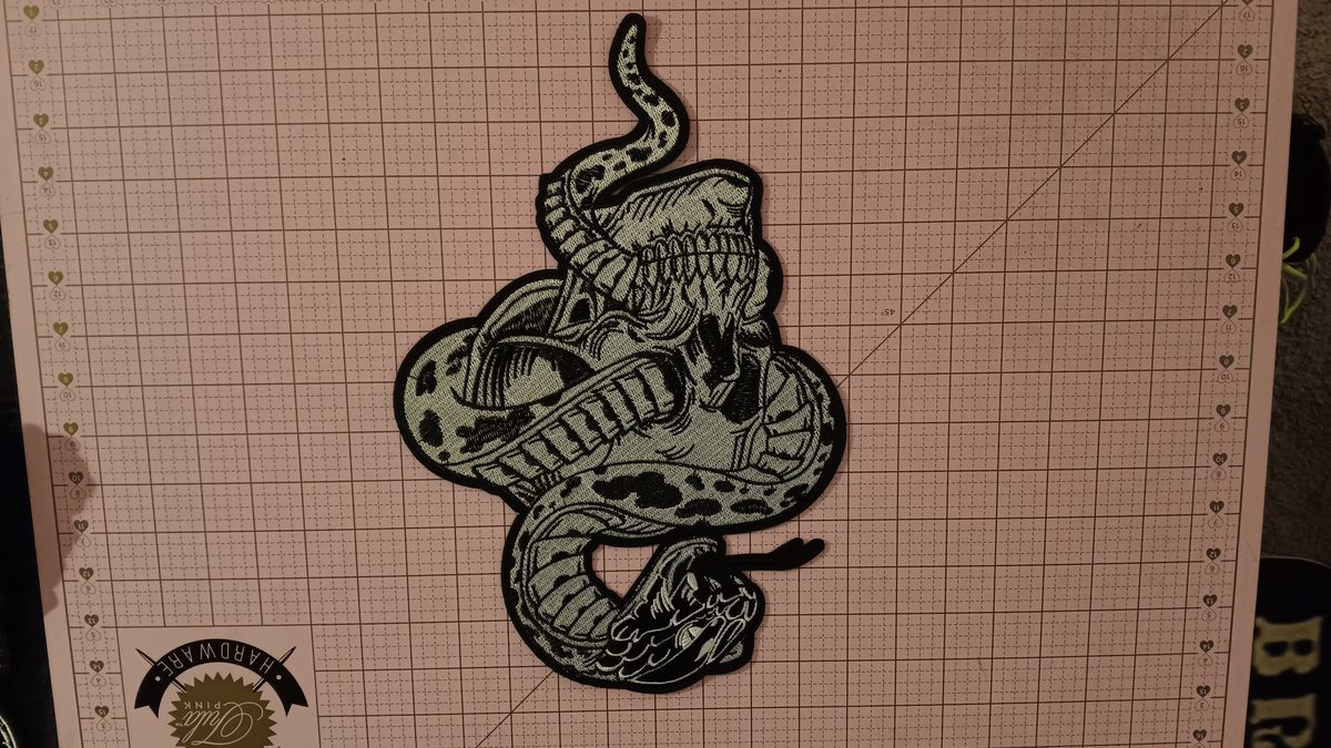 Snake wrapped around skull patch